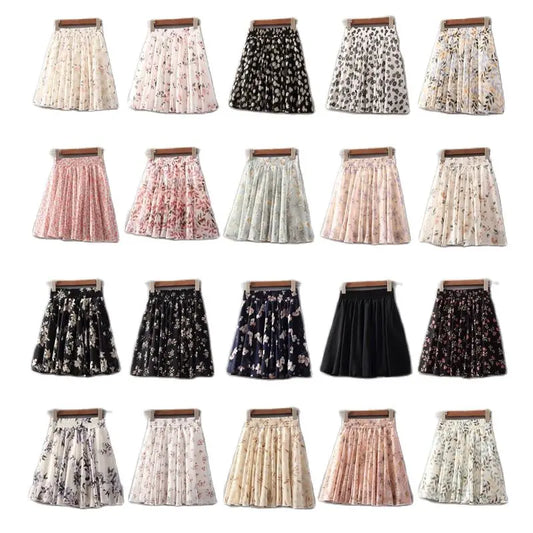 2021 summer new big swing skirt high waist chiffon A-line short skirt umbrella skirt women P3 1123